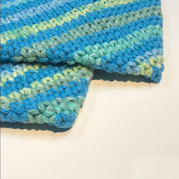 Turquoise Cotton potholders double thick handmade - Picture 4 of 4